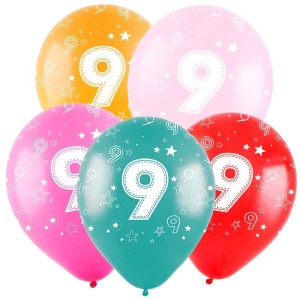 Вх (12&quot;/30 см) Цифра &quot;9&quot;, Ассорти Пастель, 5 ст. 50 шт.