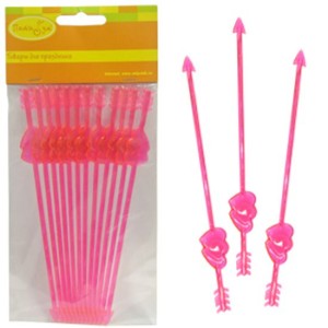 Q Палочки для коктейля Сердце, 16 см, 12 шт.