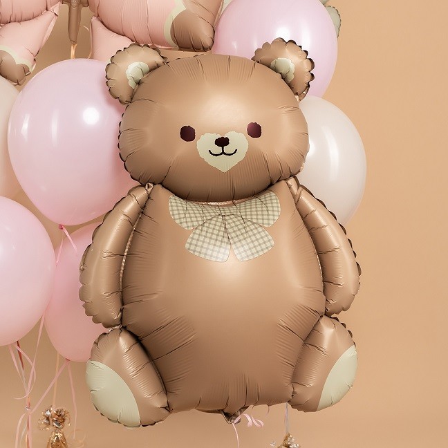 Fa (35''/89 см) Фигура, Мишка с бантом, Коричневый, Сатин, 1 шт.