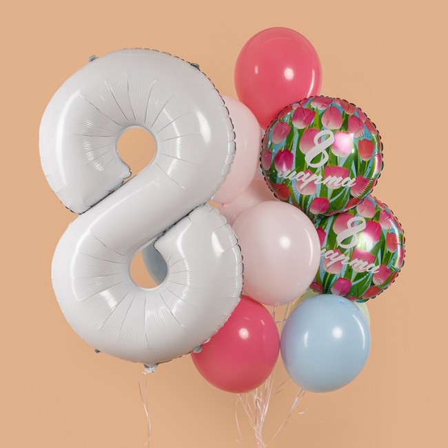 Fa (18''/46 см) Круг, 8 Марта (тюльпаны), 1 шт. в уп.