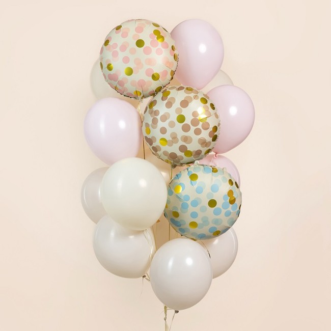 Fa (18''/46 см) Круг, Конфетти, Розовый, Сатин, 1 шт.