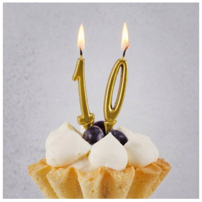 Свеча -цифра "0" Элегант Золото 5см/G 1 шт.