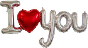 Fa (48&quot;/122 см) Надпись &quot;I love you&quot; с сердцем, Серебро, 1 шт.